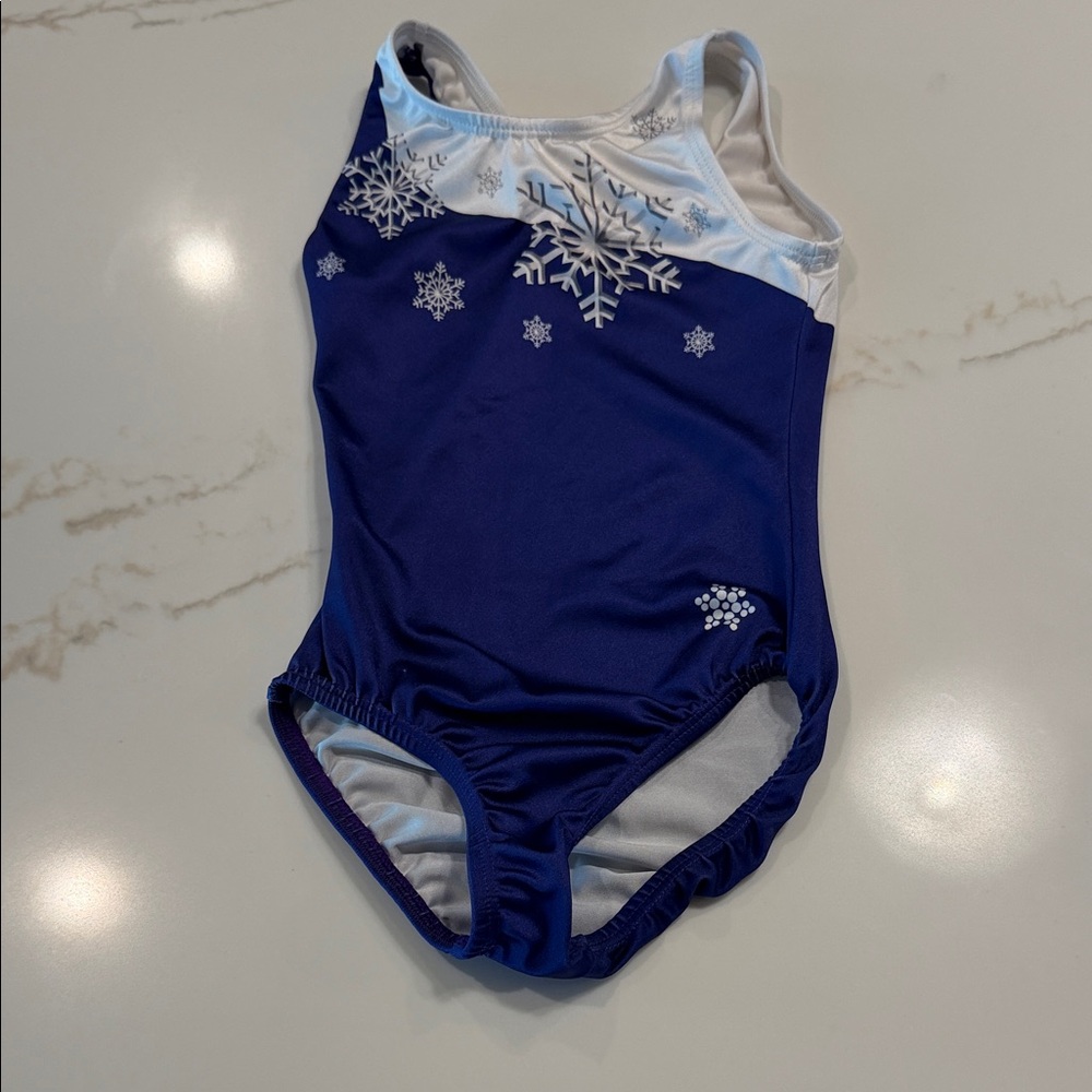 Snowflake Designs Child Medium Blue & White Leotard